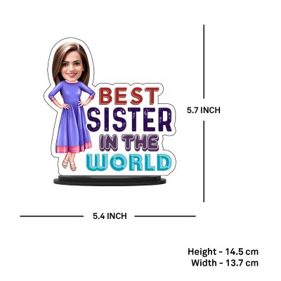 Personalized Caricature Photo Frame Best Gift For Birthday Gift for Brother, Sister Character Caricature Photo Frame Unique Design Gift for Raksha Bandhan (Best Sister In The World)